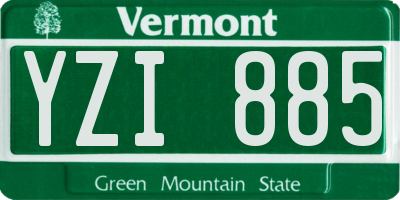 VT license plate YZI885