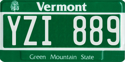 VT license plate YZI889