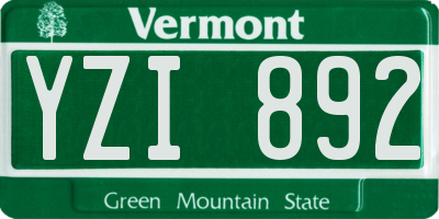 VT license plate YZI892