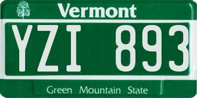 VT license plate YZI893