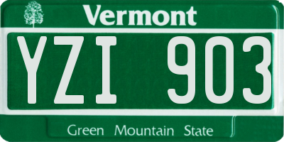 VT license plate YZI903