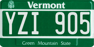 VT license plate YZI905