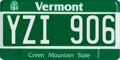 VT license plate YZI906