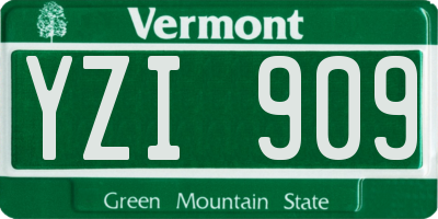VT license plate YZI909