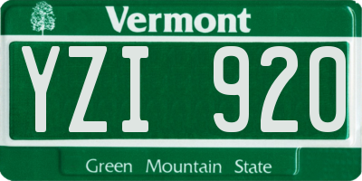 VT license plate YZI920