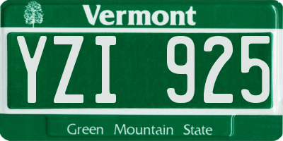 VT license plate YZI925