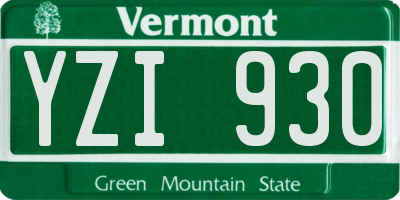 VT license plate YZI930