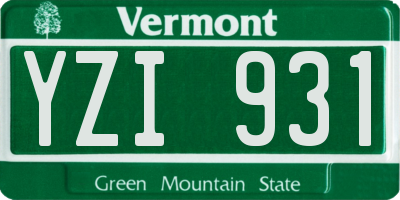 VT license plate YZI931