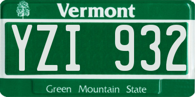 VT license plate YZI932
