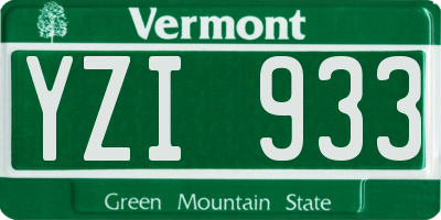 VT license plate YZI933