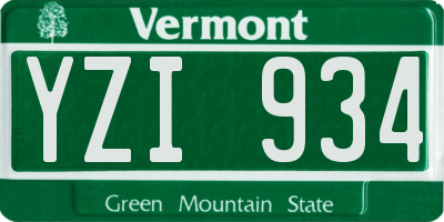 VT license plate YZI934
