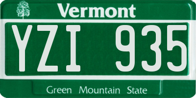 VT license plate YZI935