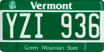 VT license plate YZI936