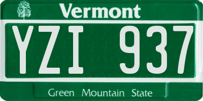 VT license plate YZI937
