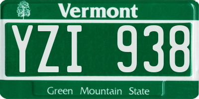 VT license plate YZI938