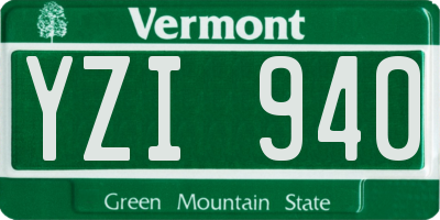 VT license plate YZI940