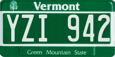 VT license plate YZI942