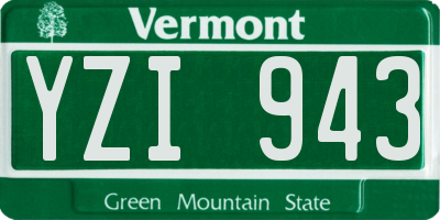 VT license plate YZI943