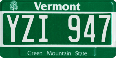 VT license plate YZI947