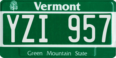 VT license plate YZI957