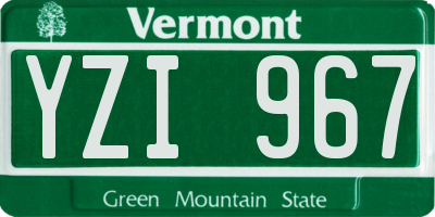 VT license plate YZI967
