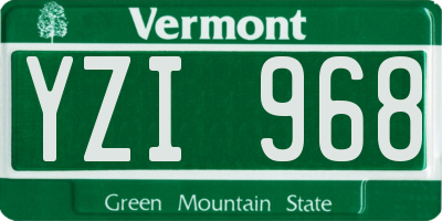 VT license plate YZI968