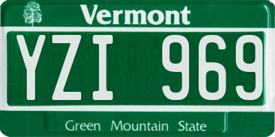 VT license plate YZI969