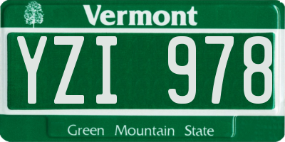 VT license plate YZI978