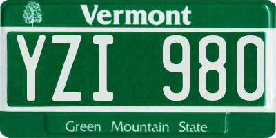 VT license plate YZI980