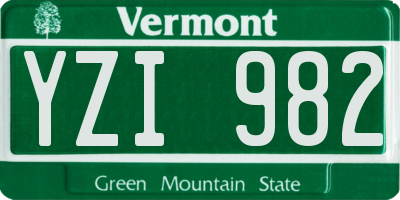 VT license plate YZI982