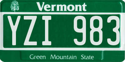 VT license plate YZI983