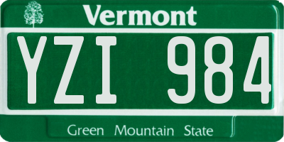 VT license plate YZI984