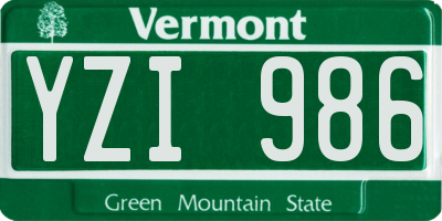 VT license plate YZI986