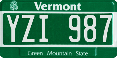 VT license plate YZI987