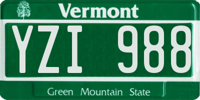 VT license plate YZI988