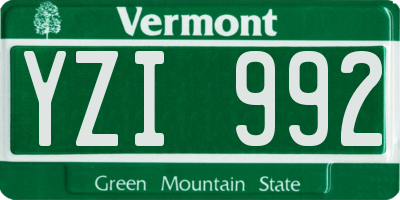 VT license plate YZI992