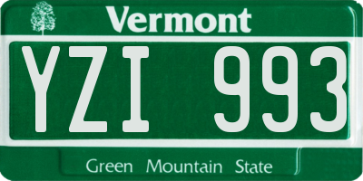 VT license plate YZI993