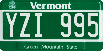 VT license plate YZI995