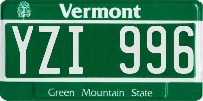 VT license plate YZI996