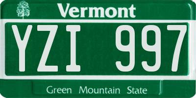 VT license plate YZI997
