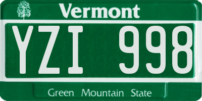 VT license plate YZI998