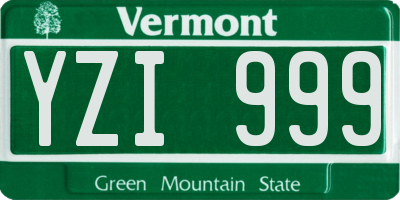 VT license plate YZI999