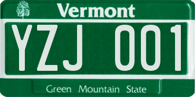 VT license plate YZJ001