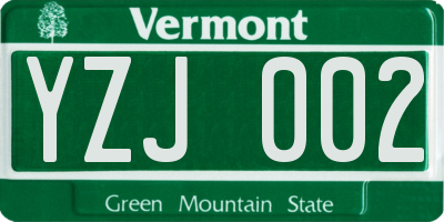 VT license plate YZJ002