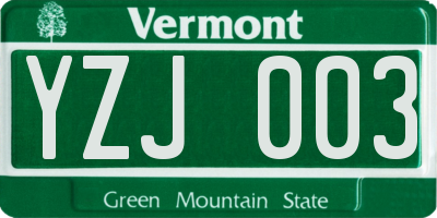 VT license plate YZJ003