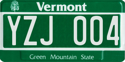 VT license plate YZJ004