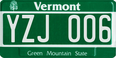 VT license plate YZJ006