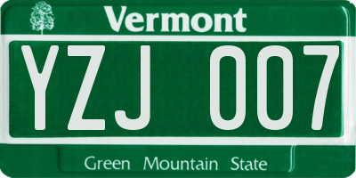 VT license plate YZJ007