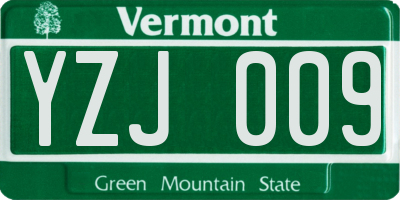 VT license plate YZJ009
