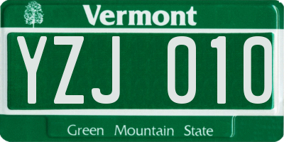 VT license plate YZJ010
